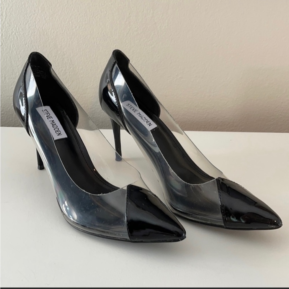 Steve Madden Black Clear Pointed-Toe Pumps